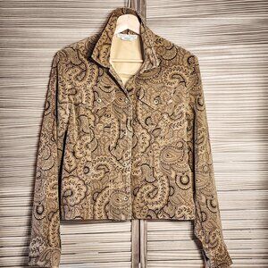 White House Black Market Women's Vintage Paisley Jacket M Brown